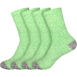 image:imageBambooMN Womens Soft Fuzzy Warm Cozy Striped Solid Socks  4 Pair Value PacksSolid Green Grey
