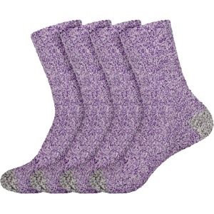 image:imageBambooMN Womens Soft Fuzzy Warm Cozy Striped Solid Socks  4 Pair Value PacksSolid Purple Grey