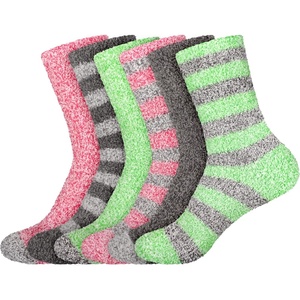image:imageBambooMN Womens Soft Fuzzy Warm Cozy Striped Solid Socks  Assorted Value PacksMix 6b