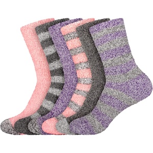 image:imageBambooMN Womens Soft Fuzzy Warm Cozy Striped Solid Socks  Assorted Value PacksMix 6c