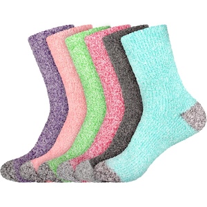 image:imageBambooMN Womens Soft Fuzzy Warm Cozy Striped Solid Socks  Assorted Value PacksSolid 6a