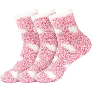 image:imageBambooMN Womens Soft Warm Fuzzy Fluffy Polka Dot Cuff Crew Home SocksMagenta