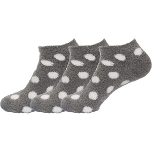 image:imageBambooMN Womens Super Soft Aloe Infused Fuzzy Nylon Spa Socks  Size 912  Assortment D  3 PairsGrey Dots