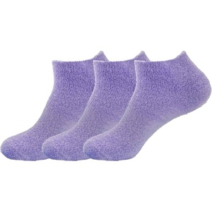 image:imageBambooMN Womens Super Soft Aloe Infused Fuzzy Nylon Spa Socks  Size 912  Assortment D  3 PairsLavender Purple