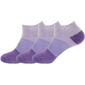 image:imageBambooMN Womens Super Soft Aloe Infused Fuzzy Nylon Spa Socks  Size 912  Assortment D  3 PairsPurple