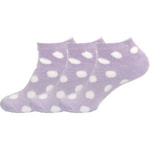 image:imageBambooMN Womens Super Soft Aloe Infused Fuzzy Nylon Spa Socks  Size 912  Assortment D  3 PairsPurple Dots