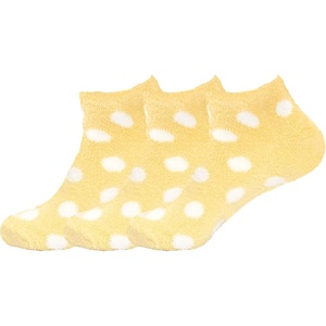 image:imageBambooMN Womens Super Soft Aloe Infused Fuzzy Nylon Spa Socks  Size 912  Assortment D  3 PairsYellow Dots