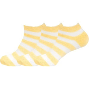 image:imageBambooMN Womens Super Soft Aloe Infused Fuzzy Nylon Spa Socks  Size 912  Assortment D  3 PairsYellow Stripes