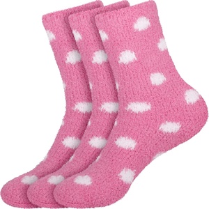 image:imageBambooMN Womens Super Soft Fuzzy Socks Polka Dot Gradient Snowflake Featherlight Cuff  Assorted Colors03 Raspberry