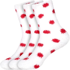 image:imageBambooMN Womens Super Soft Fuzzy Socks Polka Dot Gradient Snowflake Featherlight Cuff  Assorted Colors06 Artic Snow