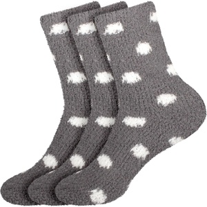 image:imageBambooMN Womens Super Soft Fuzzy Socks Polka Dot Gradient Snowflake Featherlight Cuff  Assorted Colors12 Ash