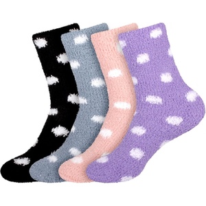 image:imageBambooMN Womens Super Soft Fuzzy Socks Polka Dot Gradient Snowflake Featherlight Cuff  Assorted ColorsAssortment Q