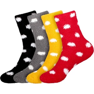 image:imageBambooMN Womens Super Soft Fuzzy Socks Polka Dot Gradient Snowflake Featherlight Cuff  Assorted ColorsAssortment S