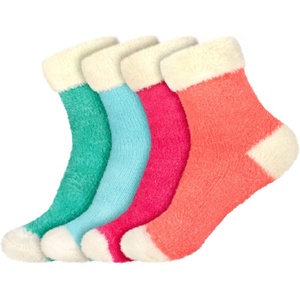 image:imageBambooMN Womens Super Soft Fuzzy Socks Polka Dot Gradient Snowflake Featherlight Cuff  Assorted ColorsFeatherlight Cuff 4a