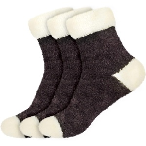 image:imageBambooMN Womens Super Soft Fuzzy Socks Polka Dot Gradient Snowflake Featherlight Cuff  Assorted ColorsFeatherlight Cuff Charcoal Grey