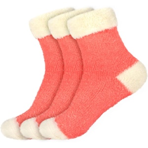 image:imageBambooMN Womens Super Soft Fuzzy Socks Polka Dot Gradient Snowflake Featherlight Cuff  Assorted ColorsFeatherlight Cuff Coral Pink