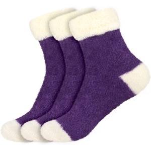 image:imageBambooMN Womens Super Soft Fuzzy Socks Polka Dot Gradient Snowflake Featherlight Cuff  Assorted ColorsFeatherlight Cuff Deep Purple
