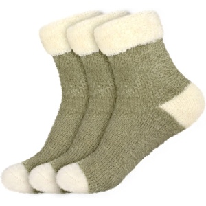 image:imageBambooMN Womens Super Soft Fuzzy Socks Polka Dot Gradient Snowflake Featherlight Cuff  Assorted ColorsFeatherlight Cuff Olive Green