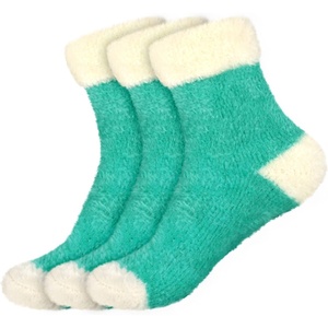 image:imageBambooMN Womens Super Soft Fuzzy Socks Polka Dot Gradient Snowflake Featherlight Cuff  Assorted ColorsFeatherlight Cuff Spring Green