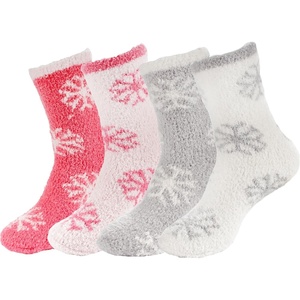 image:imageBambooMN Womens Super Soft Fuzzy Socks Polka Dot Gradient Snowflake Featherlight Cuff  Assorted ColorsSnowflake 4a
