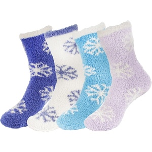 image:imageBambooMN Womens Super Soft Fuzzy Socks Polka Dot Gradient Snowflake Featherlight Cuff  Assorted ColorsSnowflake 4b
