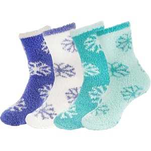 image:imageBambooMN Womens Super Soft Fuzzy Socks Polka Dot Gradient Snowflake Featherlight Cuff  Assorted ColorsSnowflake 4e