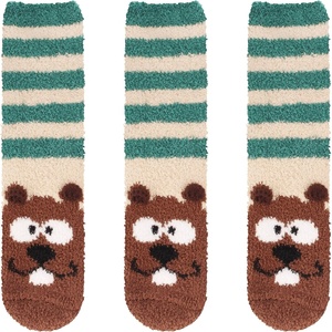 image:imageBambooMN Womens Super Soft Warm Microfiber Fuzzy Cozy Animal Socks or Christmas Winter Animal Socks Value Pack01 Beaver