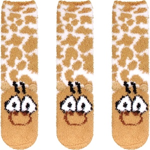 image:imageBambooMN Womens Super Soft Warm Microfiber Fuzzy Cozy Animal Socks or Christmas Winter Animal Socks Value Pack04 Giraffe
