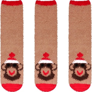 image:imageBambooMN Womens Super Soft Warm Microfiber Fuzzy Cozy Animal Socks or Christmas Winter Animal Socks Value Pack07 Monkey