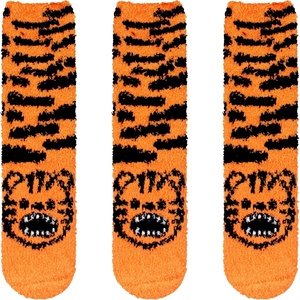 image:imageBambooMN Womens Super Soft Warm Microfiber Fuzzy Cozy Animal Socks or Christmas Winter Animal Socks Value Pack10 Tiger