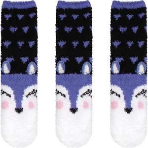 image:imageBambooMN Womens Super Soft Warm Microfiber Fuzzy Cozy Animal Socks or Christmas Winter Animal Socks Value Pack12 Wolf