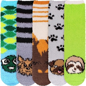image:imageBambooMN Womens Super Soft Warm Microfiber Fuzzy Cozy Animal Socks or Christmas Winter Animal Socks Value PackAsst a