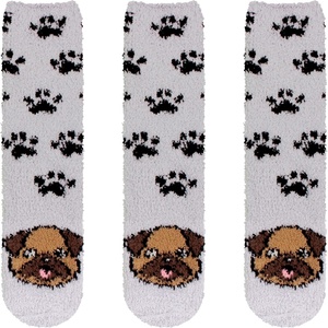 image:imageBambooMN Womens Super Soft Warm Microfiber Fuzzy Cozy Animal Socks or Christmas Winter Animal Socks Value PackPug