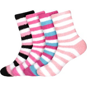 image:imageBambooMN Womens Super Soft Warm Microfiber Fuzzy Cozy Home Stripe Socks  AssortmentsAssortment S01