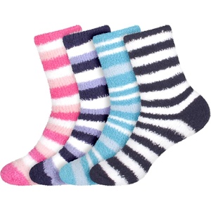 image:imageBambooMN Womens Super Soft Warm Microfiber Fuzzy Cozy Home Stripe Socks  AssortmentsAssortment S02