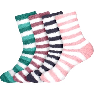 image:imageBambooMN Womens Super Soft Warm Microfiber Fuzzy Cozy Home Stripe Socks  AssortmentsAssortment S11