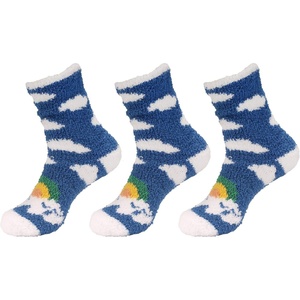 image:imageBambooMN Womens Super Soft Warm Microfiber Fuzzy Cozy Unicorn Series Crew Socks04 Rainbow Clouds  3 Pairs