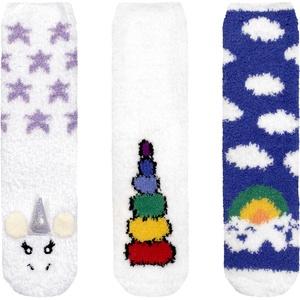 image:imageBambooMN Womens Super Soft Warm Microfiber Fuzzy Cozy Unicorn Series Crew Socks3 Pairs Asst B