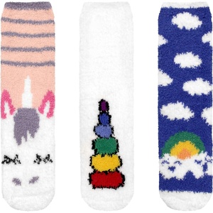 image:imageBambooMN Womens Super Soft Warm Microfiber Fuzzy Cozy Unicorn Series Crew Socks3 Pairs Asst C