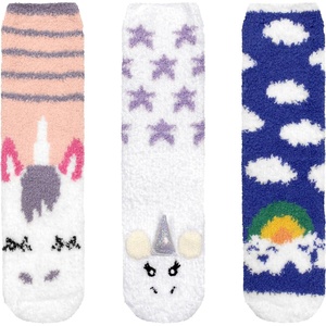 image:imageBambooMN Womens Super Soft Warm Microfiber Fuzzy Cozy Unicorn Series Crew Socks3 Pairs Asst D