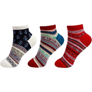 image:imageBambooMN Womens Vintage Style Knitted Colorful Cotton Anklet Ankle SocksAssortment 3a
