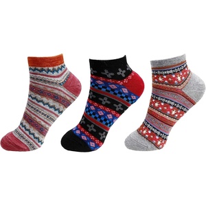 image:imageBambooMN Womens Vintage Style Knitted Colorful Cotton Anklet Ankle SocksAssortment 3b