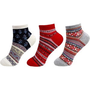 image:imageBambooMN Womens Vintage Style Knitted Colorful Cotton Anklet Ankle SocksAssortment 3c
