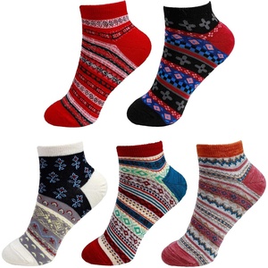image:imageBambooMN Womens Vintage Style Knitted Colorful Cotton Anklet Ankle SocksAssortment 5b