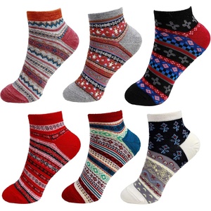 image:imageBambooMN Womens Vintage Style Knitted Colorful Cotton Anklet Ankle SocksAssortment 6a