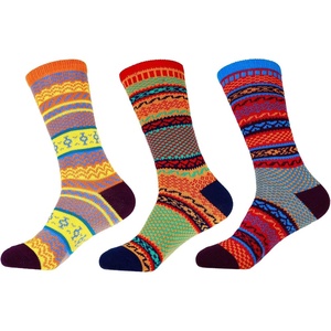 image:imageBambooMN Womens Vintage Style Knitted Colorful Cotton Crew SocksAssortment 3e