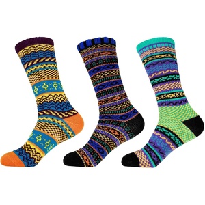 image:imageBambooMN Womens Vintage Style Knitted Colorful Cotton Crew SocksAssortment 3f