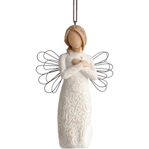 image:imageWillow Tree Remembrance Angel Lighter Skin HandPainted Ornament  Hands Folded Revealing GoldLeaf Heart Cream Dress Sympathy Keepsake Gift Cast from a Susan Lordi Original CarvingLighter Skin