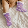 image:imageBambooMN Infants Toddler Soft Warm Plush Cozy Fuzzy Cartoon Animal Slippers Booties Socks Shoes06 Pink Stripe