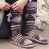image:imageBambooMN Womens Patterned Knit Gripper Boot Slippers with TasselAztec Purple